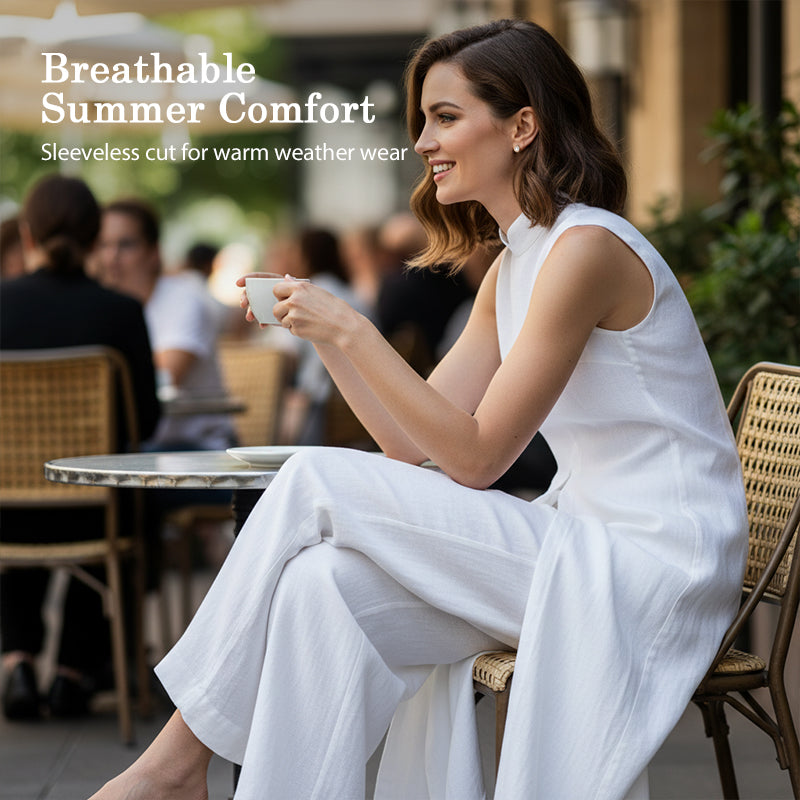 Tylyxa - Dames tweedelig katoen ensemble met elegante split voor de zomer