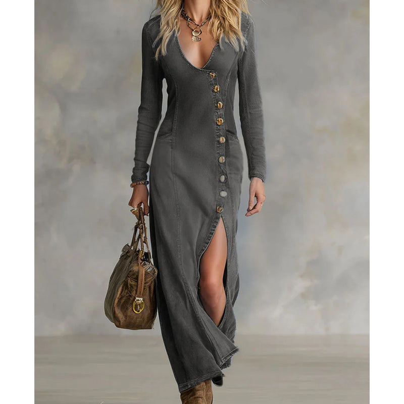 Nyvella - Lange Elegante V-Hals Jurk Dames