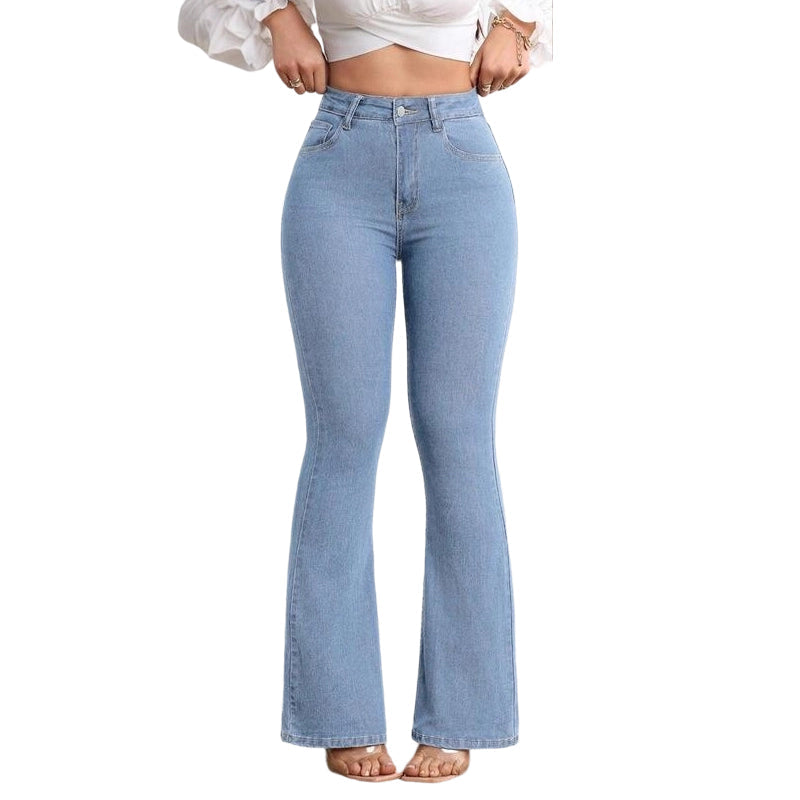 Evarixa - Dames Jeans Hoge Taille Uitlopende Snit Flatterende Silhouet