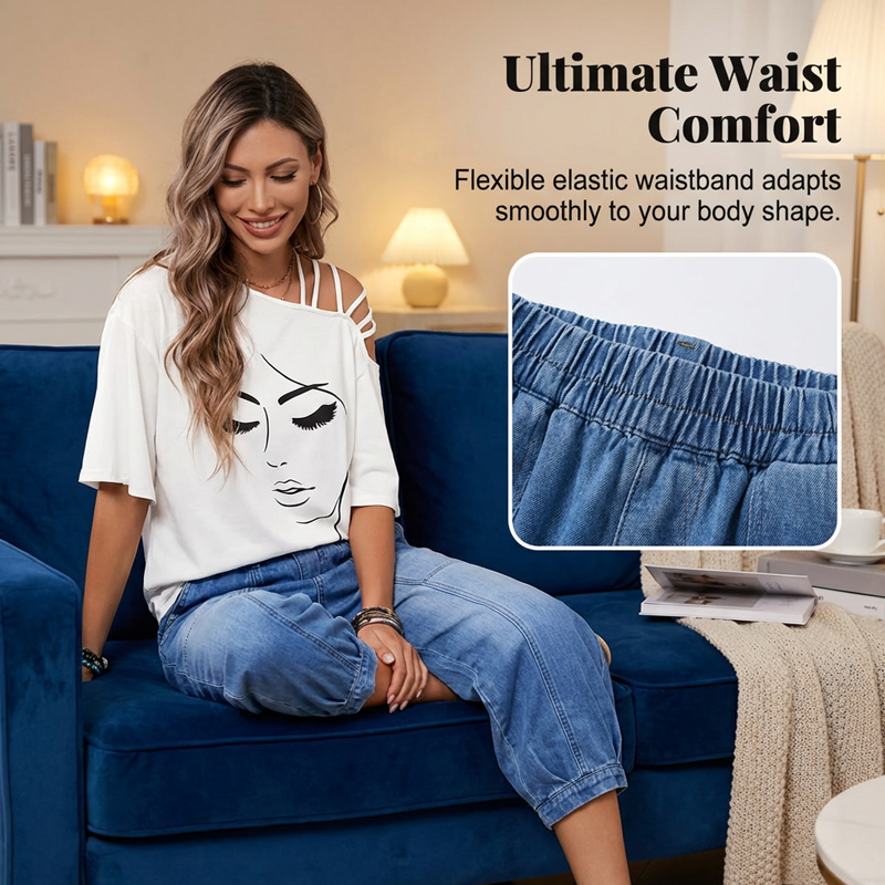 Elyndra - Dames Jeans Hoge Taille Comfortabel Ruim Voor Moderne Dagelijkse Gebruik