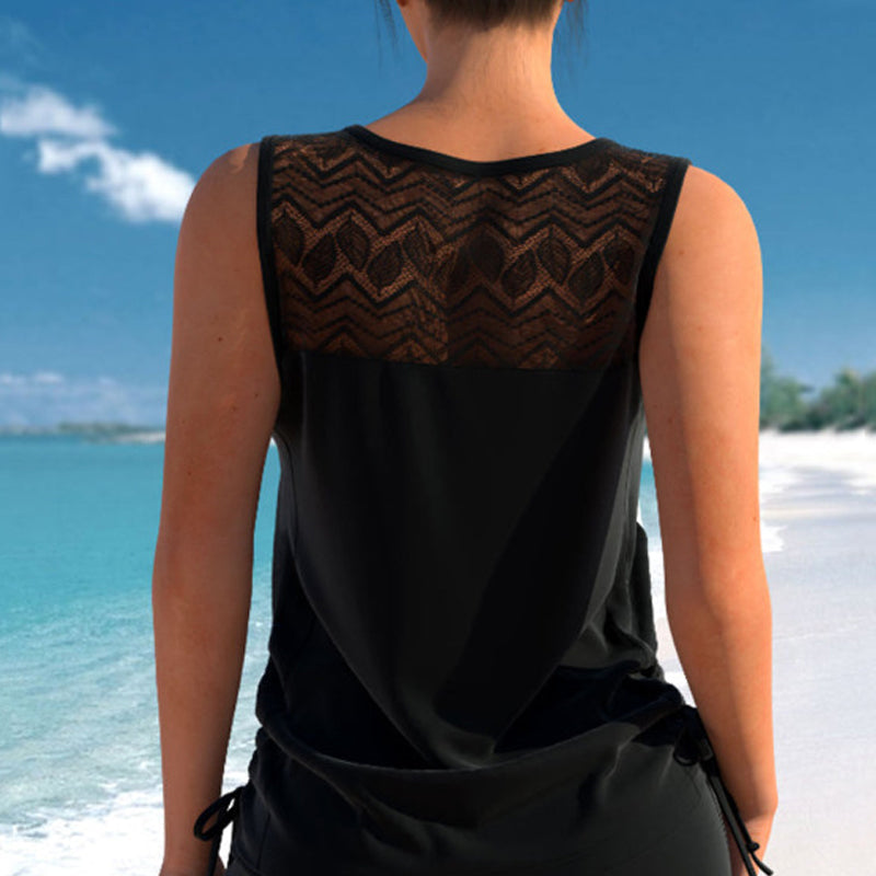 Tovienne - Tankini voor dames twee stukken V-hals korte geometrische print