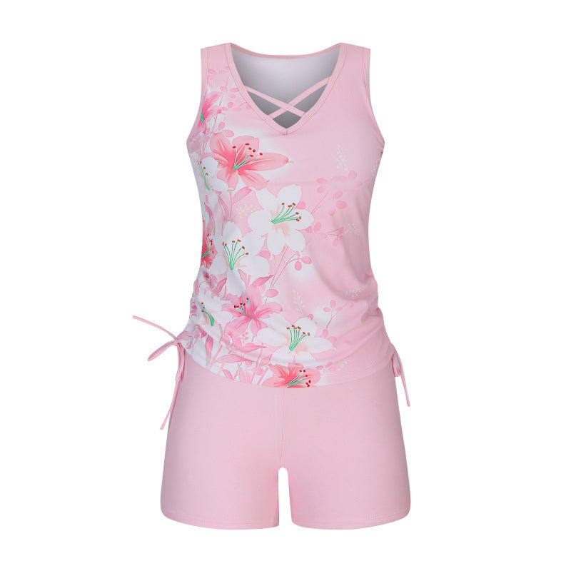 Tovienne - Tankini voor dames twee stukken V-hals korte geometrische print