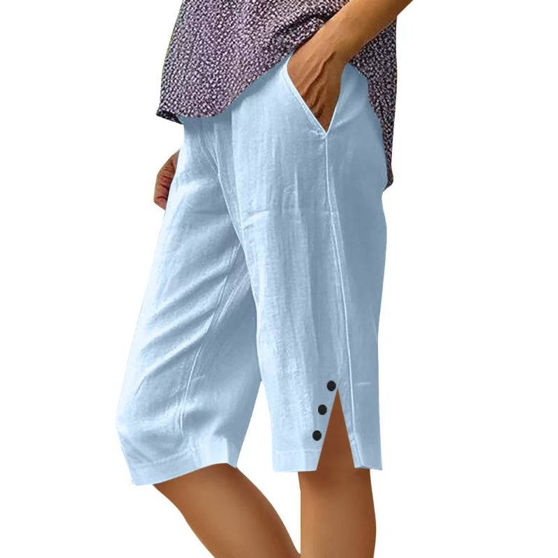 Oselia - Effen capri broek voor dames met zakken