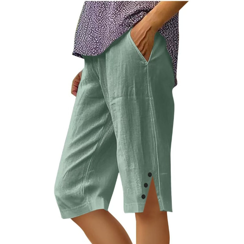 Oselia - Effen capri broek voor dames met zakken