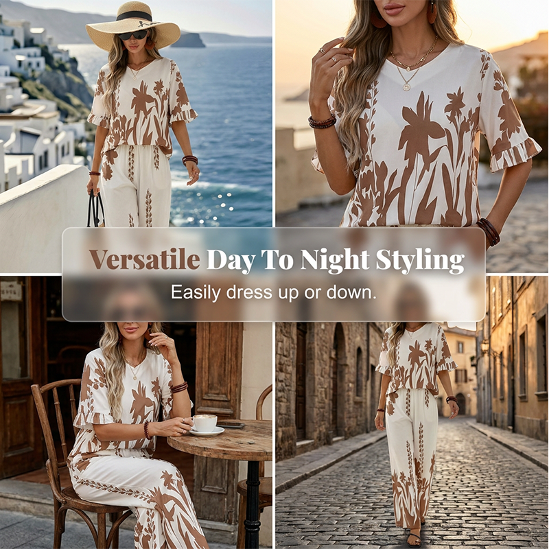 Joressa - Vrouwen ensemble met luchtige tropische print