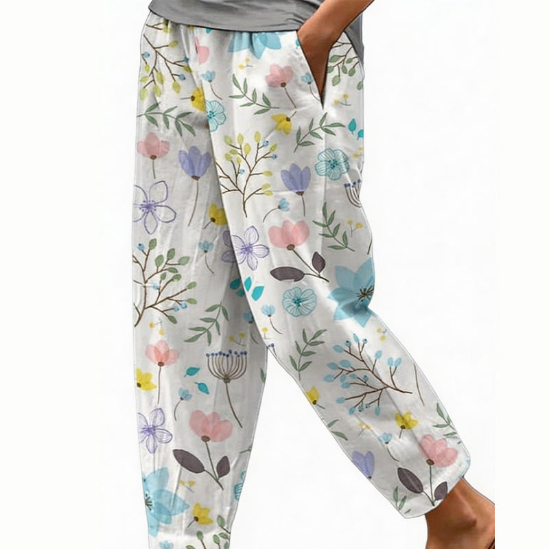 Loritha - Korte damesbroek met bloemenprint en koord