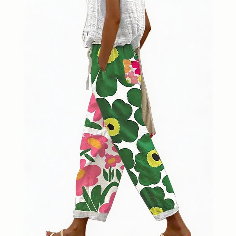 Loritha - Korte damesbroek met bloemenprint en koord