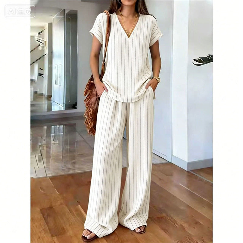 Rynessa - Boho dames ensemble met gedrukte top en brede broek