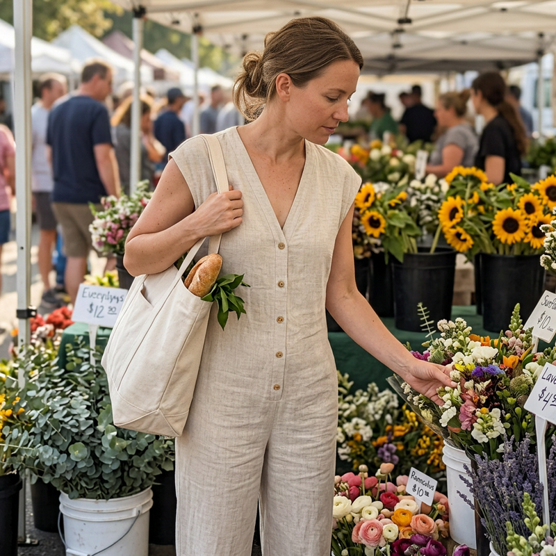 Maevyn - Dames jumpsuit zonder mouwen met knopen en brede benen
