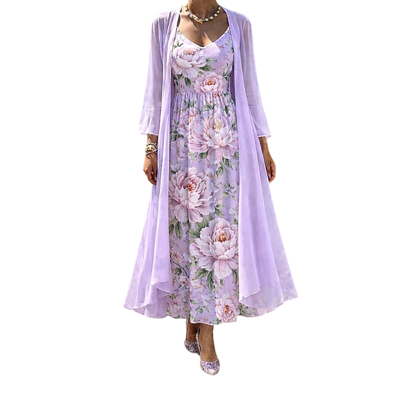 Ilvessa - Vrouwen bloemenprint set met lichte cardigan