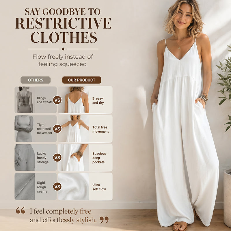 Dalena - Dames jumpsuit met fijne bandjes en wijde benen