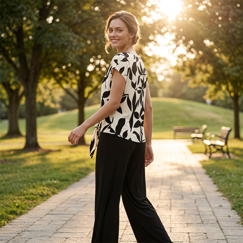 Rivana - Dames set met knooptop en wijde broek
