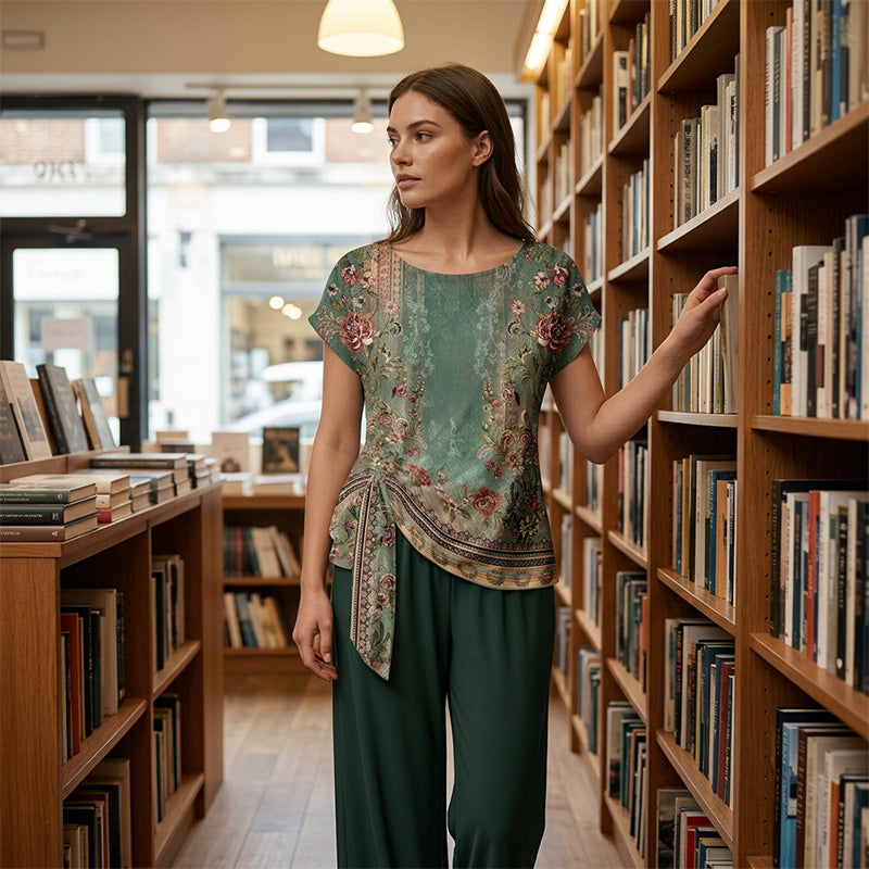 Rivana - Dames set met knooptop en wijde broek