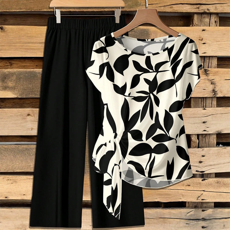 Rivana - Dames set met knooptop en wijde broek