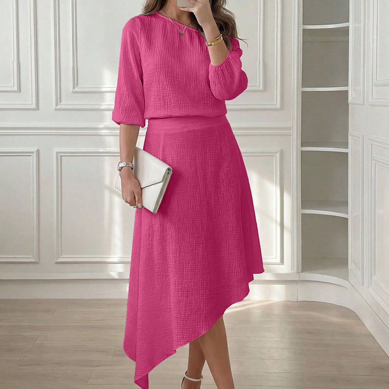 Nisella - Damesensemble met off-shoulder top en asymmetrische rok