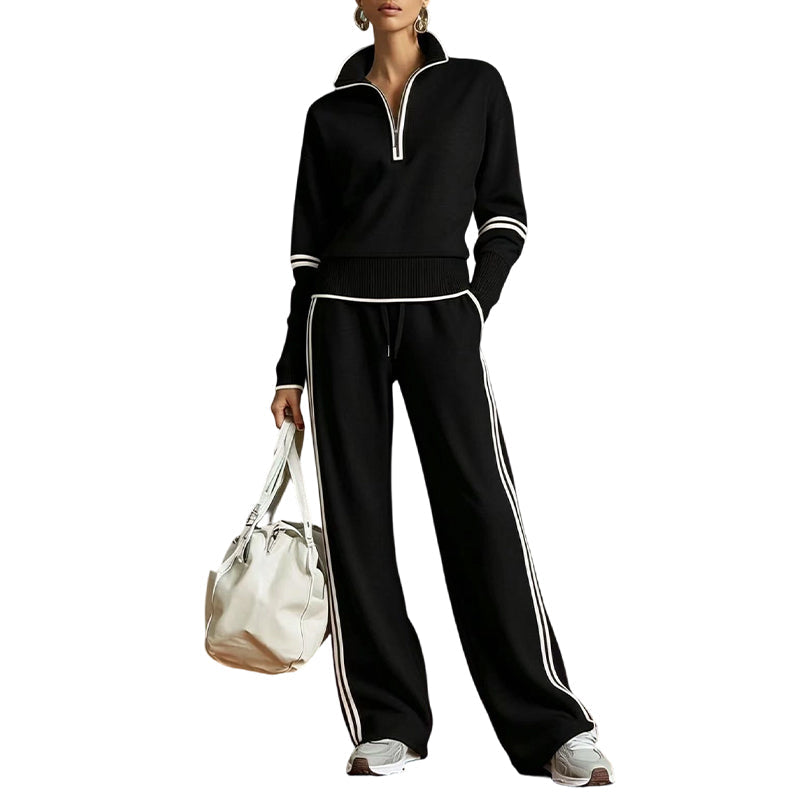 Aaltina - Dames trainingspak met halve rits en brede broek