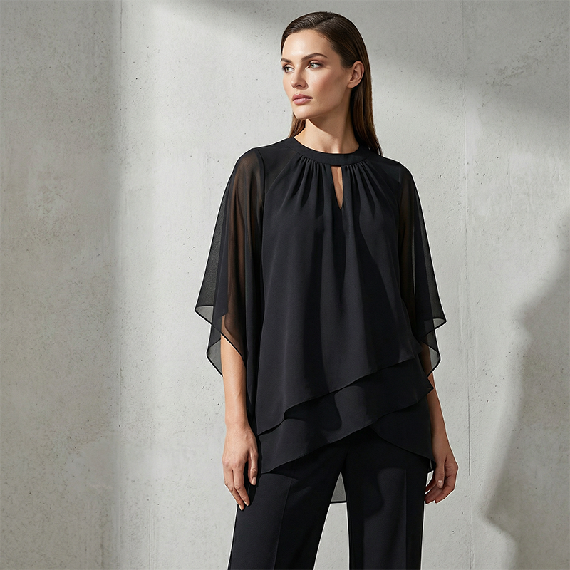 Janne - Elegante dames set met asymmetrische blouse