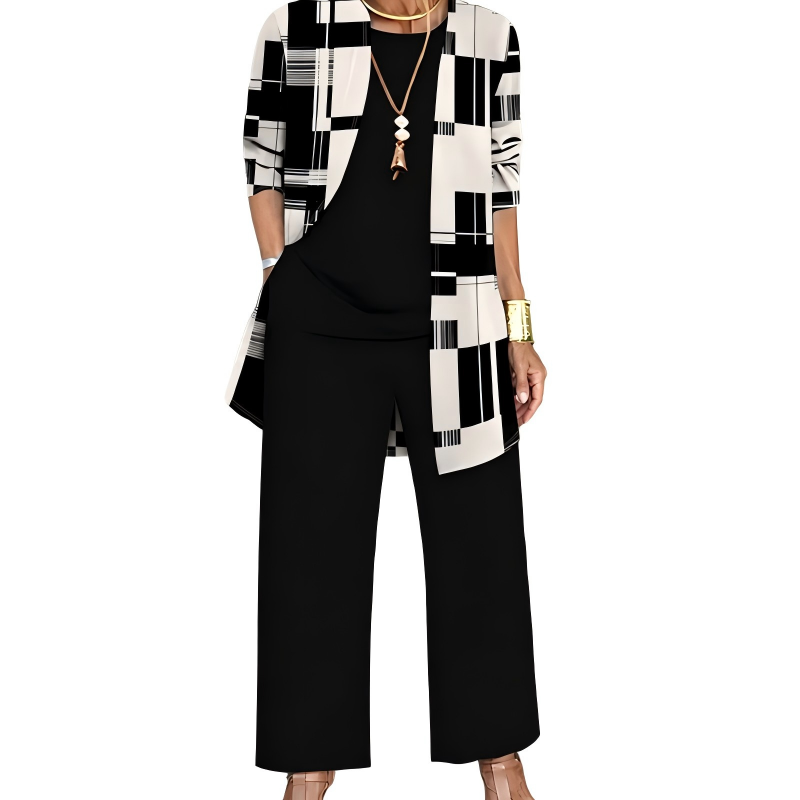 Safiya - Drie-delige damesoutfit met elegante lange cardigan