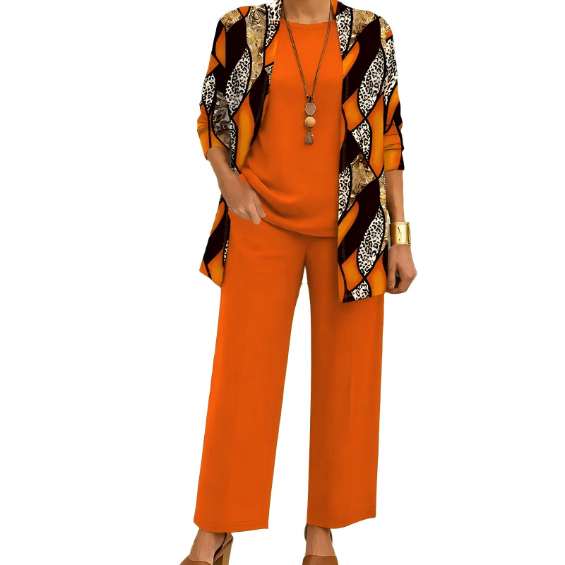 Safiya - Drie-delige damesoutfit met elegante lange cardigan