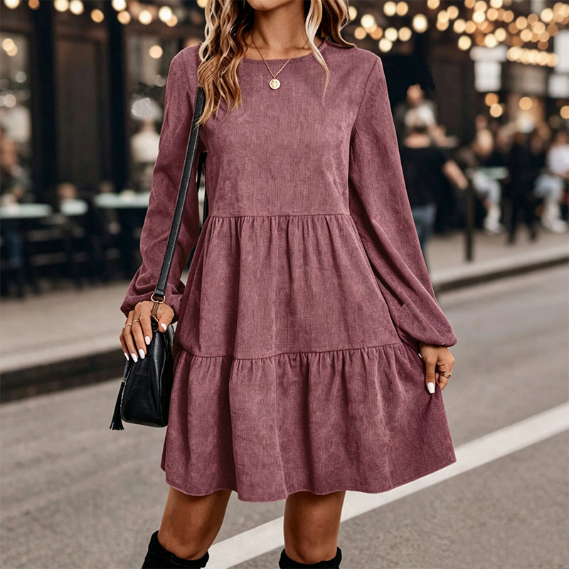 Félicité - Vrouwelijke vintage trapeze jurk met lange mouwen