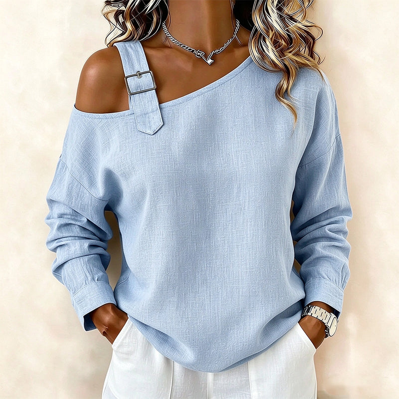 Jildau - Asymmetrisch dames top met blote schouder en decoratieve lus
