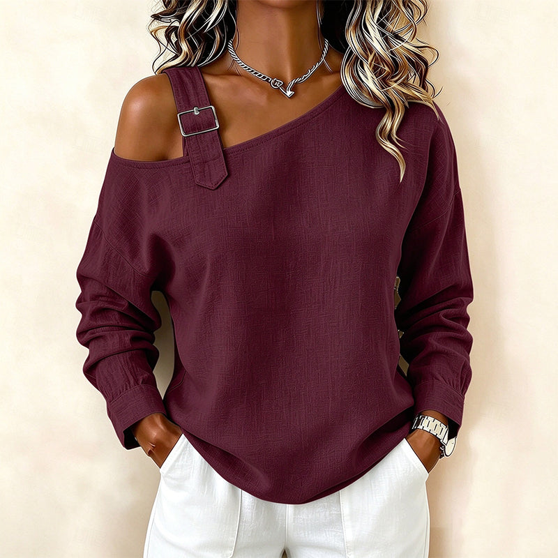 Jildau - Asymmetrisch dames top met blote schouder en decoratieve lus