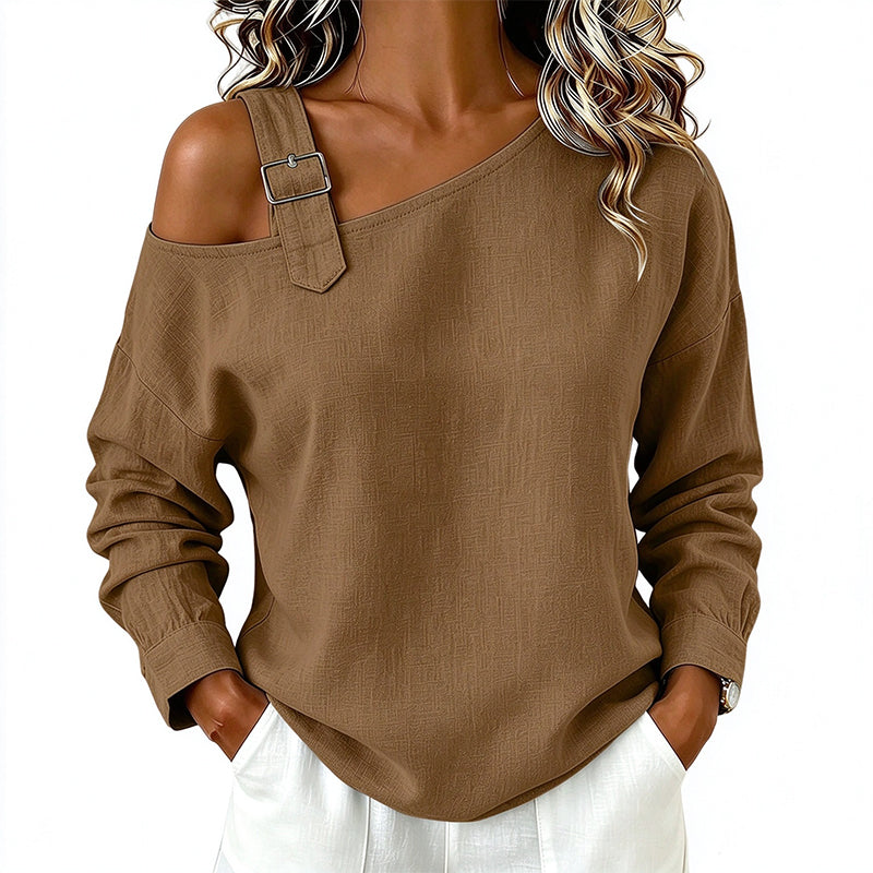 Jildau - Asymmetrisch dames top met blote schouder en decoratieve lus