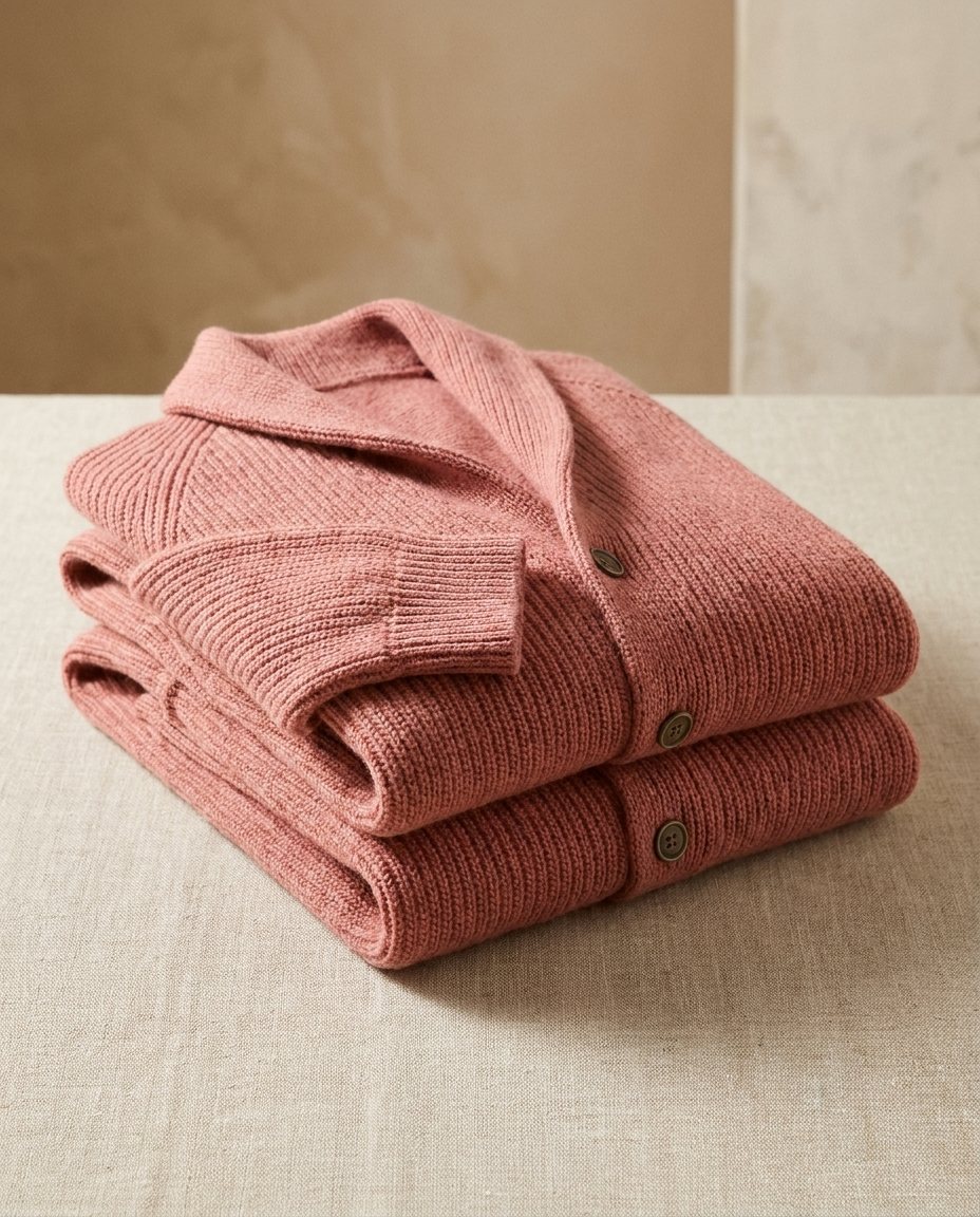 Kevin - Heren cardigan van ribbelbrei met sjaalkraag en knopen