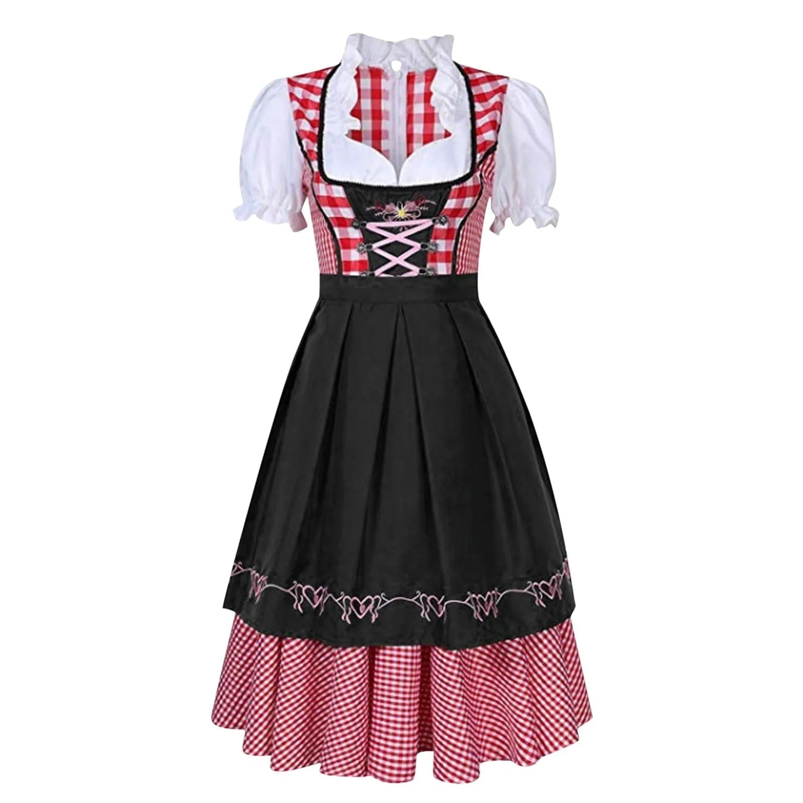 Dalissa - Oktoberfest dirndl met geruit patroon en korte mouwen