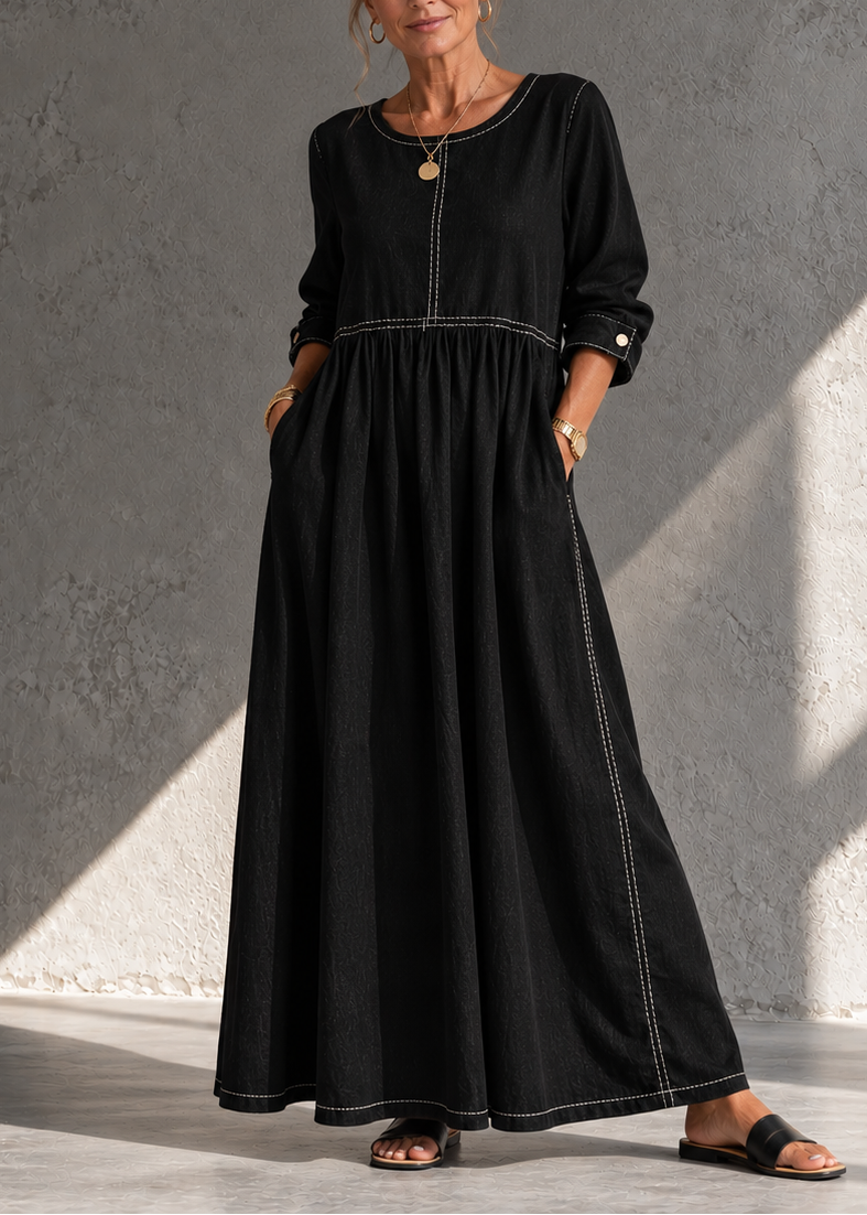 Beatrijs - Midi jurk voor dames in vintage denim