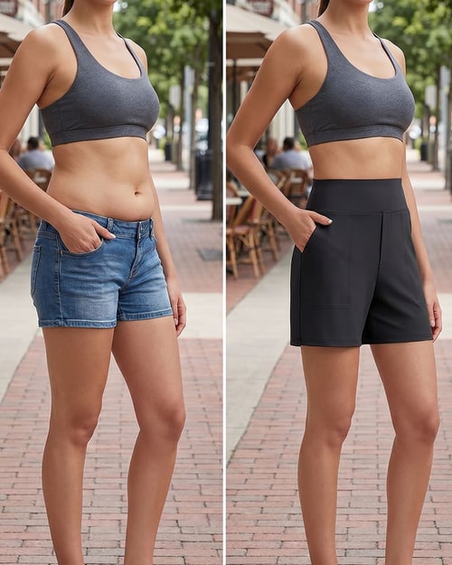 Phaedora - Hoge taille shorts voor dames met diepe zakken