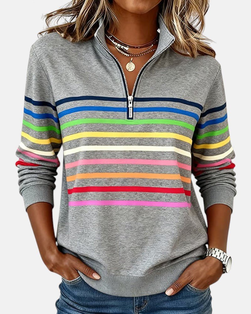 Josette - Dames sweatshirt met halve rits en ruime pasvorm