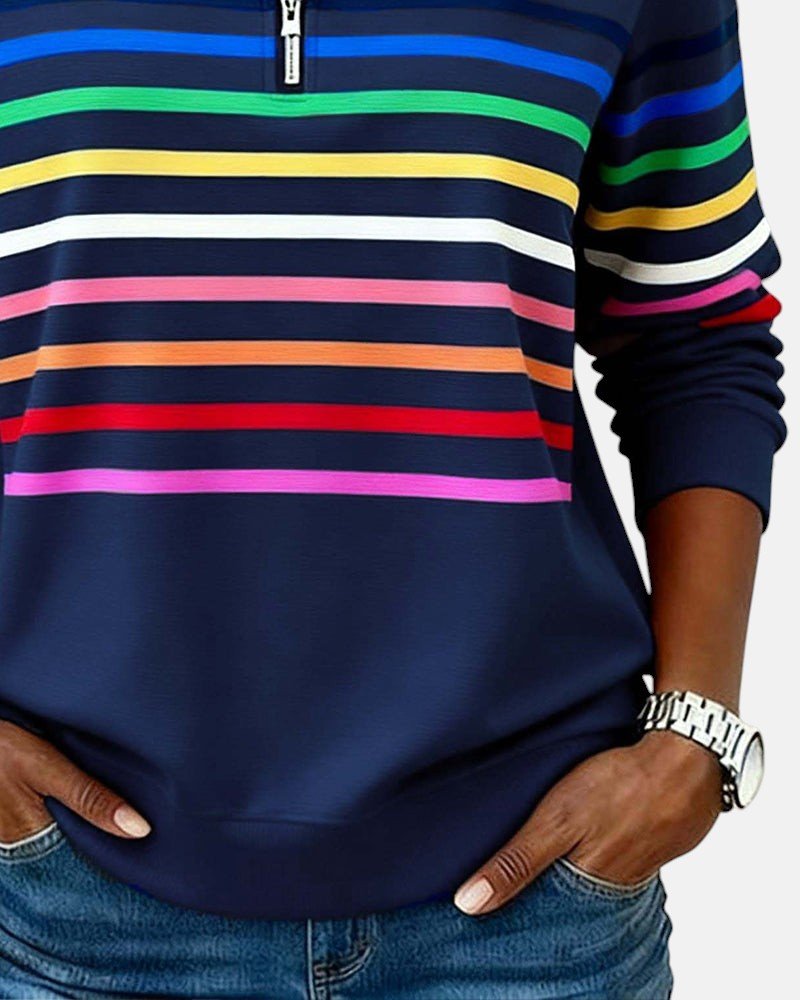 Josette - Dames sweatshirt met halve rits en ruime pasvorm