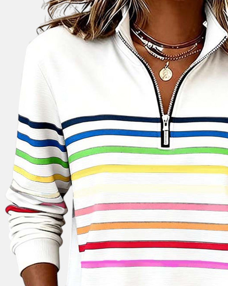 Josette - Dames sweatshirt met halve rits en ruime pasvorm