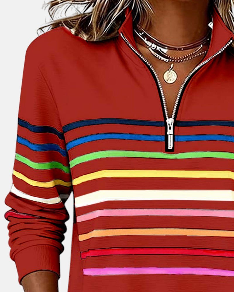 Josette - Dames sweatshirt met halve rits en ruime pasvorm