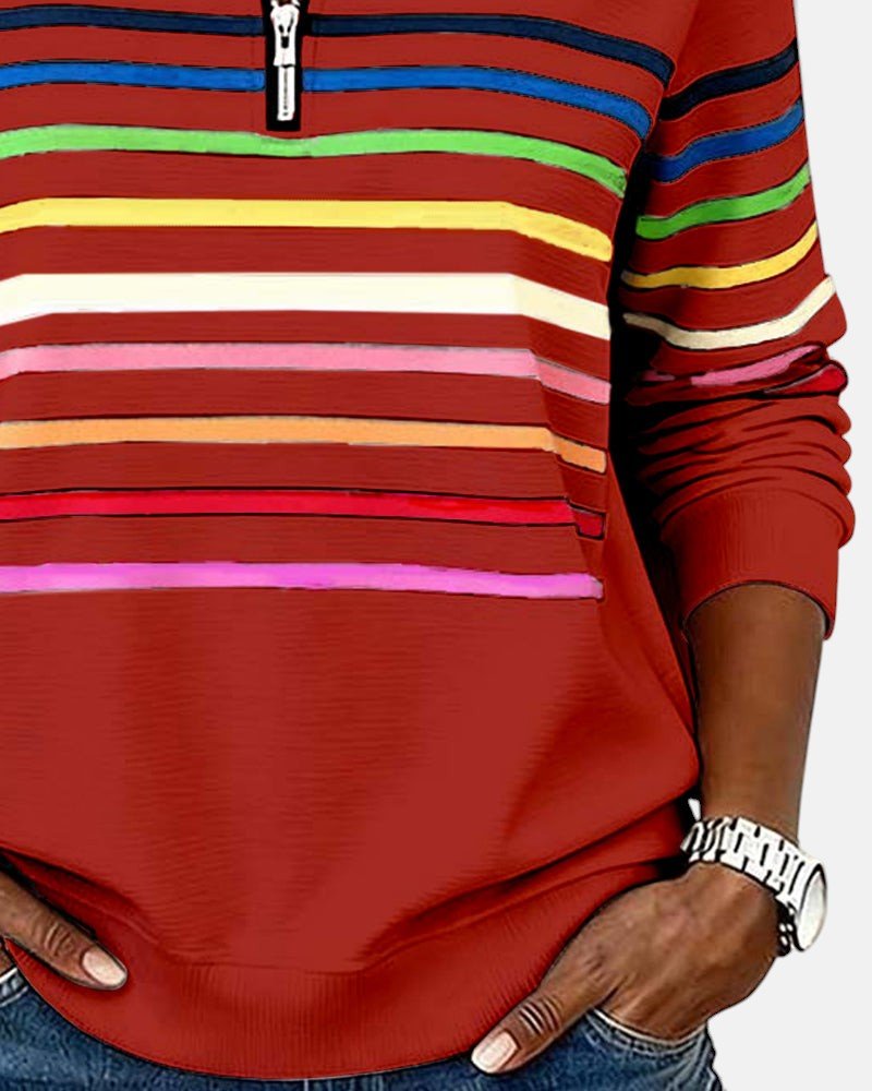 Josette - Dames sweatshirt met halve rits en ruime pasvorm