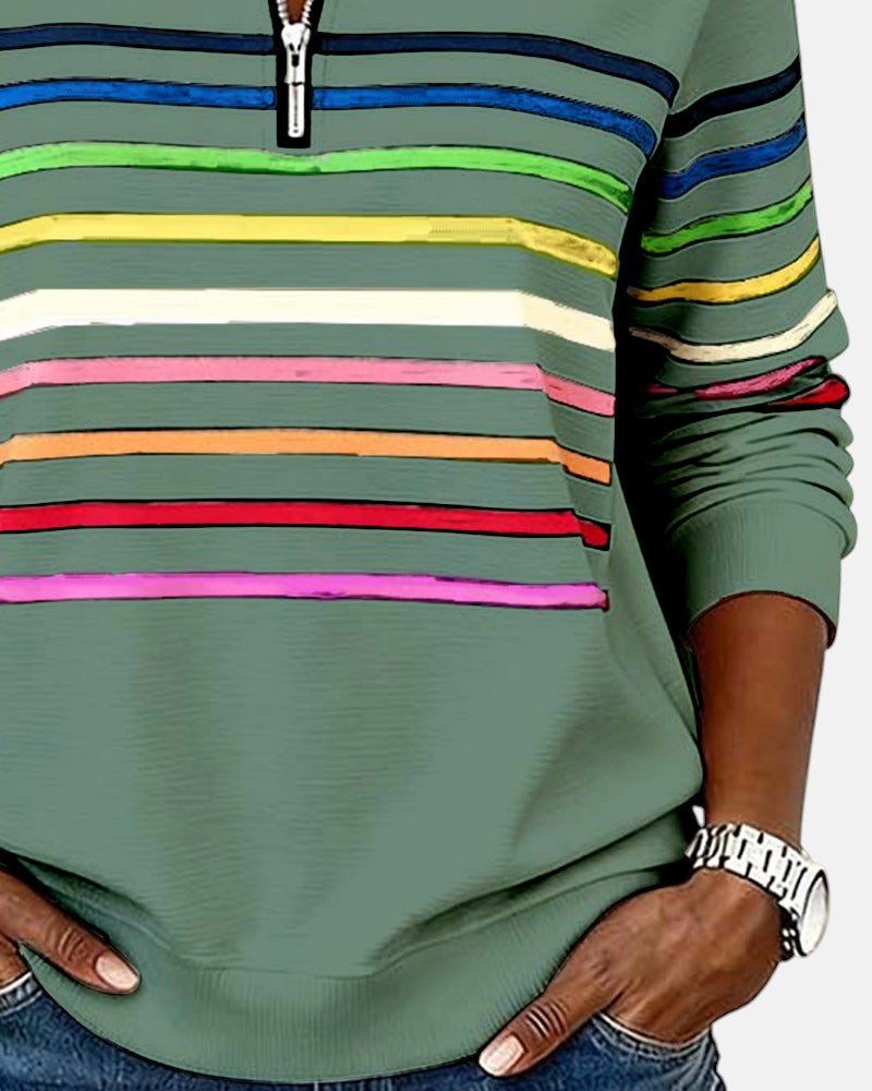 Josette - Dames sweatshirt met halve rits en ruime pasvorm