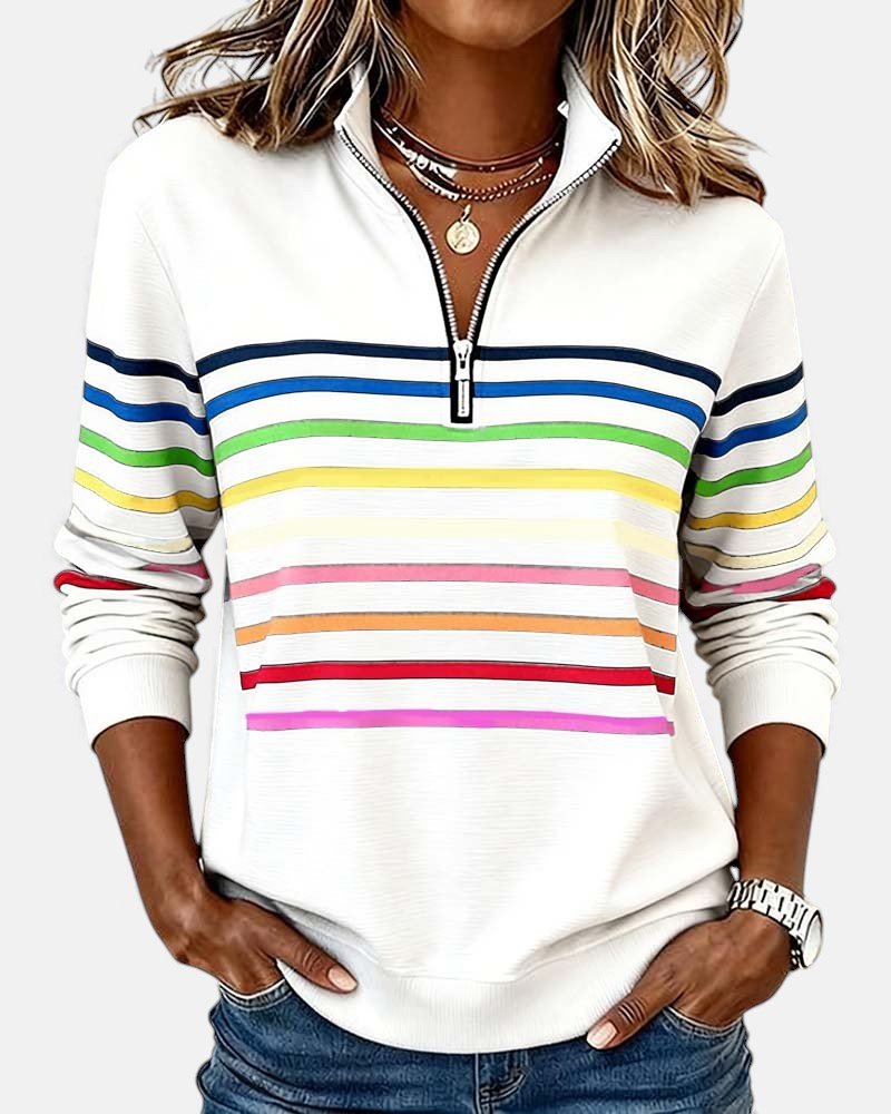 Josette - Dames sweatshirt met halve rits en ruime pasvorm