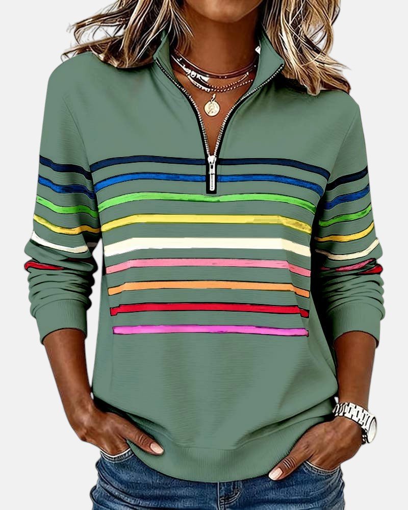 Josette - Dames sweatshirt met halve rits en ruime pasvorm
