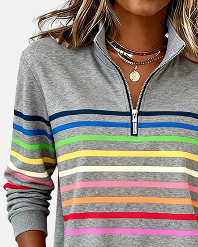 Josette - Dames sweatshirt met halve rits en ruime pasvorm