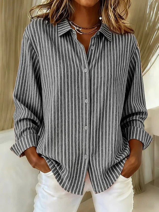 Kalessa - Casual Gestreepte Blouse met Lange Mouwen