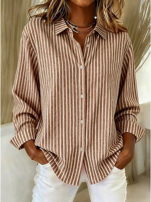Kalessa - Casual Gestreepte Blouse met Lange Mouwen